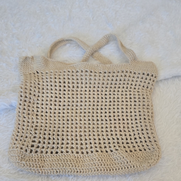Source Unknown Handbags - Source Unknown‎ Cream Tote Bag with Bohemian Crochet Design